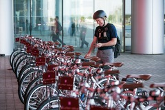 GM employees take to bicycles for cleaner transport