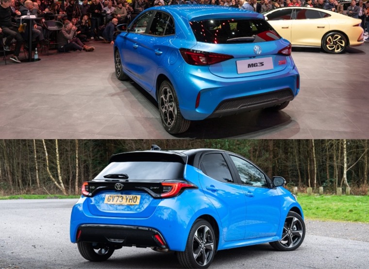 MG 3 vs Toyota Yaris rear