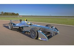 Formula E fully-electric race car makes track debut
