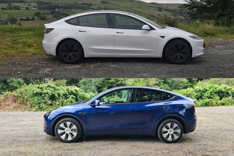 Tesla Model 3 (top) vs Tesla Model Y (below)